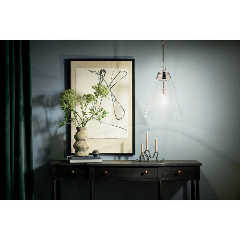 Kichler Lighting Marsailli 19.75" 1-Light Large Pendant with Clear Glass in Brushed Nickel - 15.75