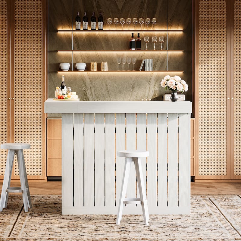 Home Bar Unit, Corner Liquor Bar Table with Storage Shelves & Wine Glass Holder, Pub Reception Accent Cabinet Desk