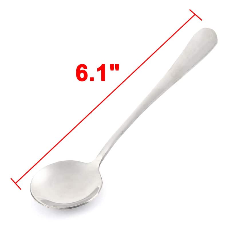 Restaurant Stainless Steel Round Head Soup Condiment Spoon 6.1"Long - Silver - 6.1" x 1.7"(L*W)
