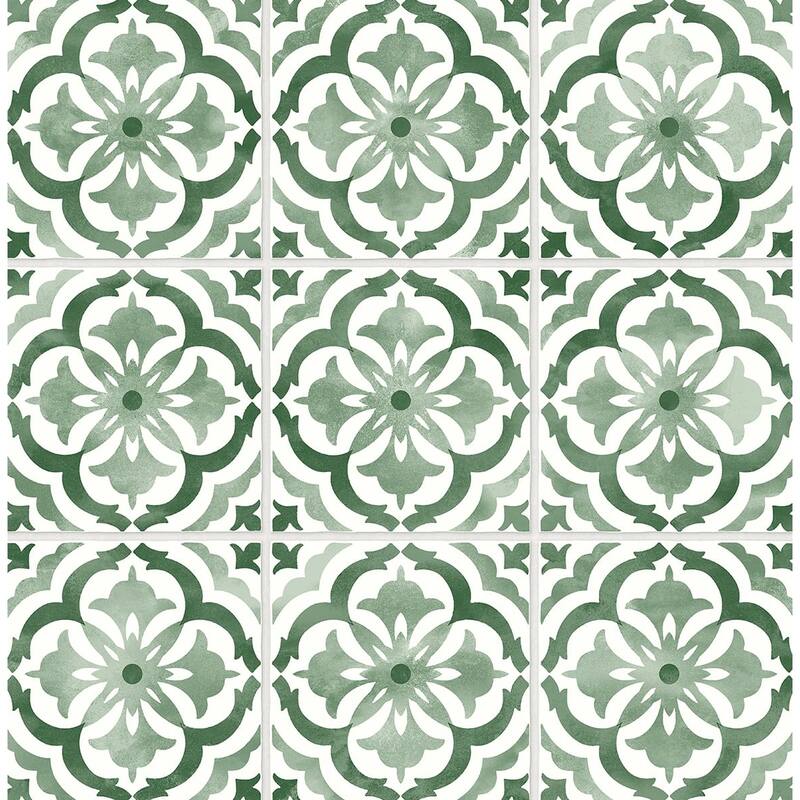 Daisy Bennett Designs Sorento Tile Peel and Stick Wallpaper - 20.5 in. W x 18 ft. L - Jungle Green