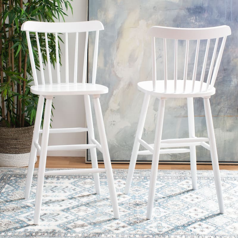 SAFAVIEH Aida 30-inch Spindle Farmhouse Bar Stool (Set of 2) - 19.9" x 19.8" x 38" - 20"W x 20"D x 43"H - White