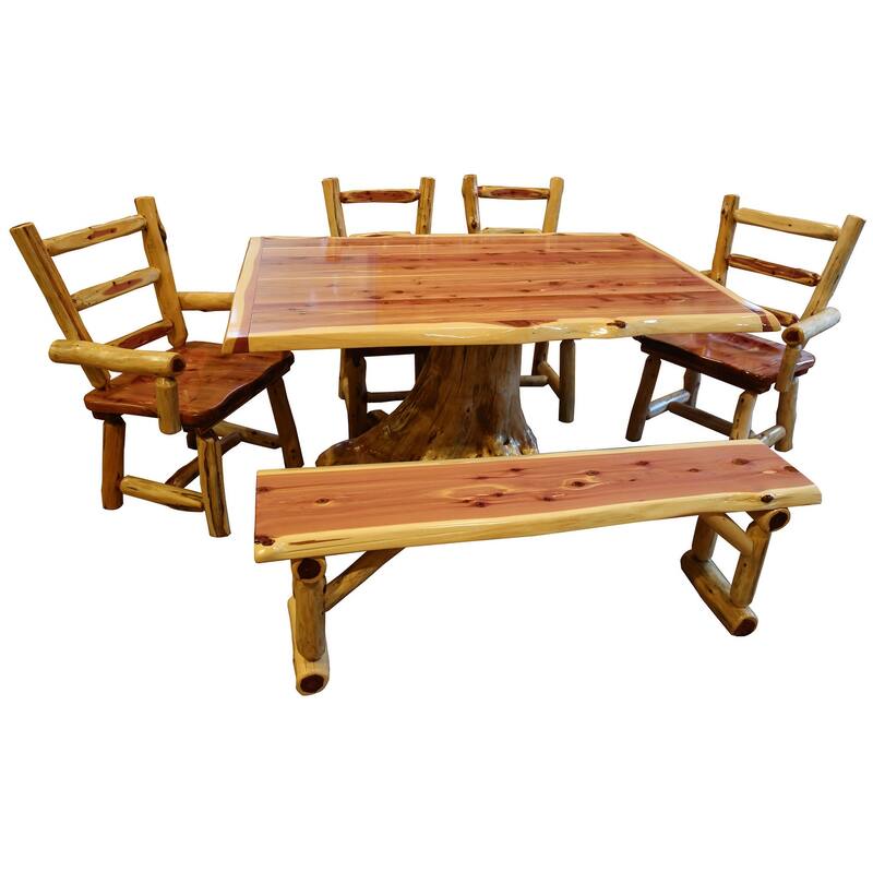 Red Cedar Log Stump Dining Table - Overstock - 34770799
