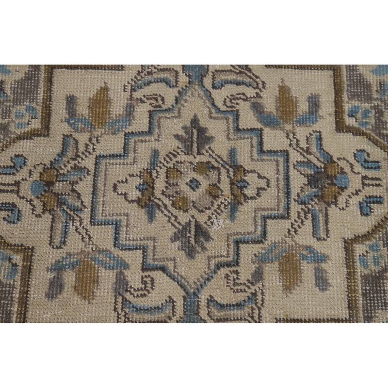 Tabriz Persian Area Rug Traditional Beige Handmade Wool Carpet - 6'9"x 9'1"