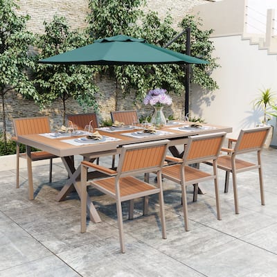 7-Piece Outdoor Dining with a Flexible Set Including Six Chairs and a Table - N/A