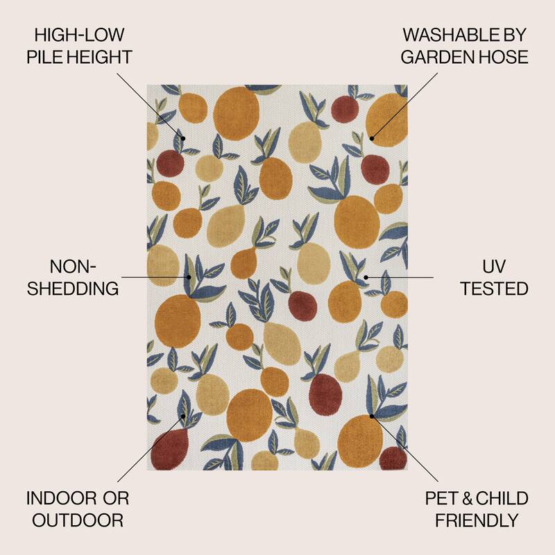 JONATHAN Y Flora Bold Lemon High-Low Indoor/Outdoor Area Rug