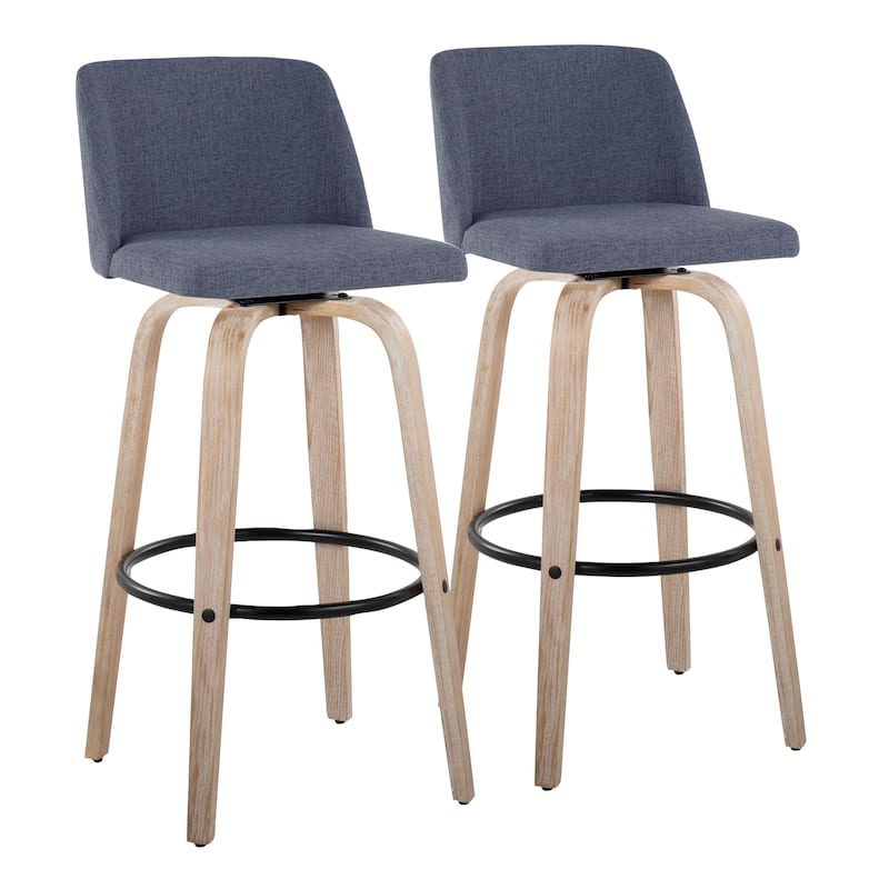 The Gray Barn Vallberga 30" Fixed-Height Bar Stool with White Washed Wood Base (Set of 2)