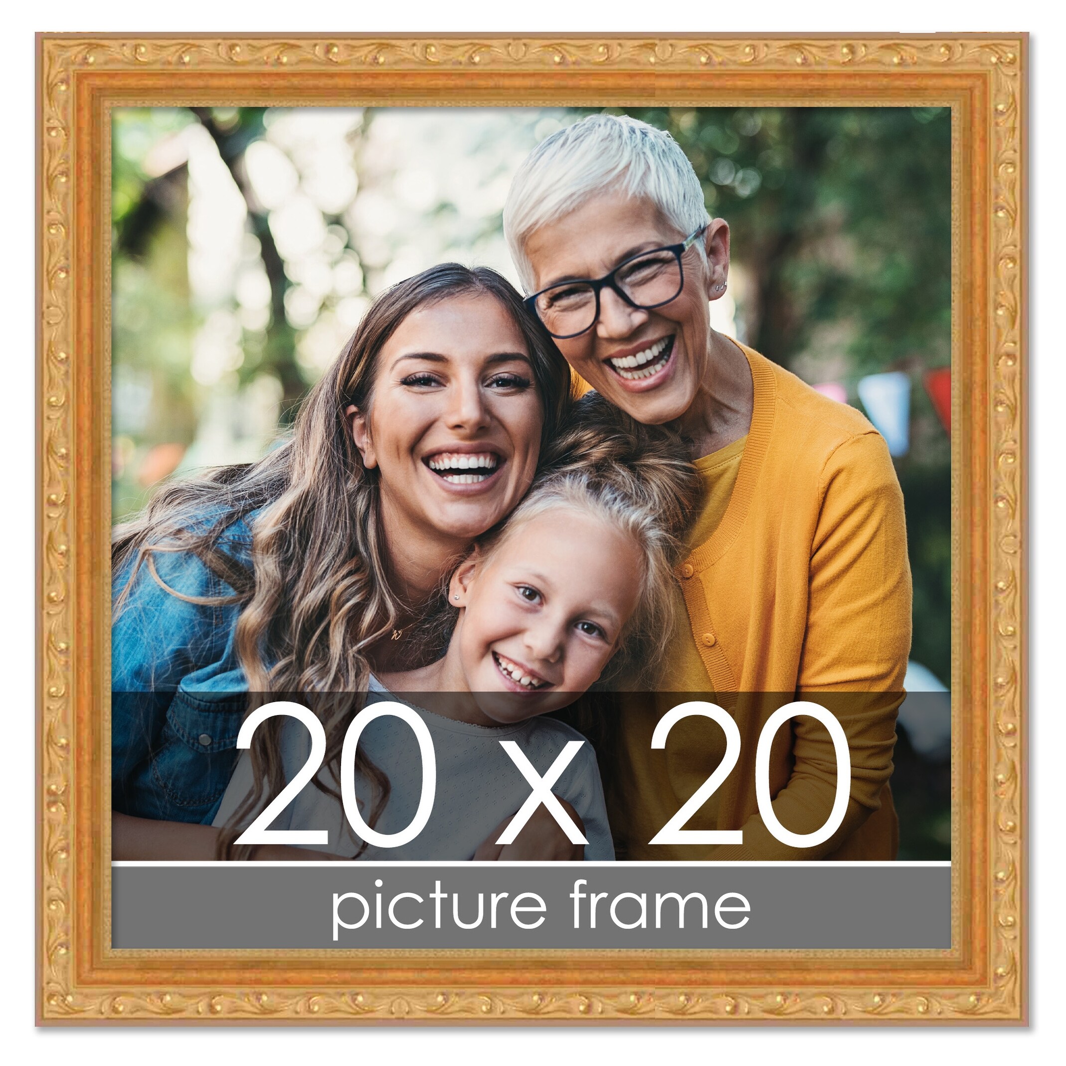 20x20 Contemporary Black Complete Wood Square Picture Frame with UV Acrylic, Foam Board Backing, & Hardware