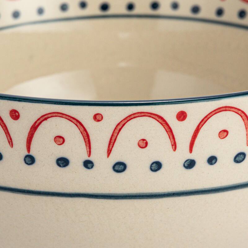 Stoneware Bowls with Handles and Pattern - 7.9"L x 6.1"W x 3.3"H