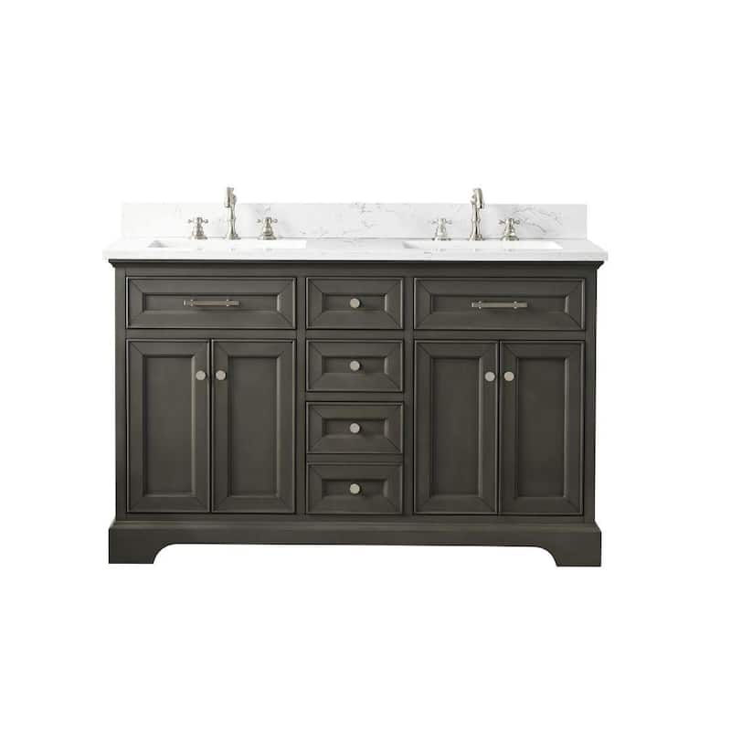 Sudio Design Thompson 54" Double Bathroom Vanity - 54-inch Double Sink - Silver Gray