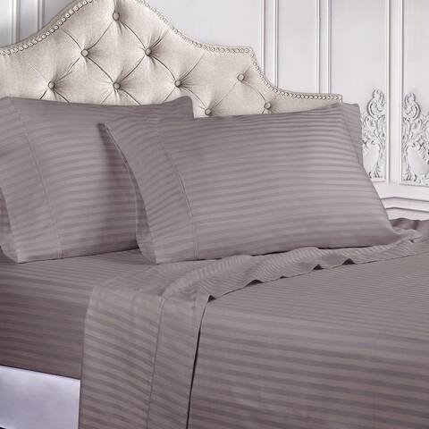 Superior 100-percent Certified Egyptian Cotton 300 Thread Count Stripe Deep Pocket 4 Piece Bed Sheet Set
