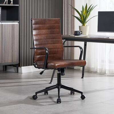 Ergonomic Office Chair Full-Grain Leather with Lumbar Support