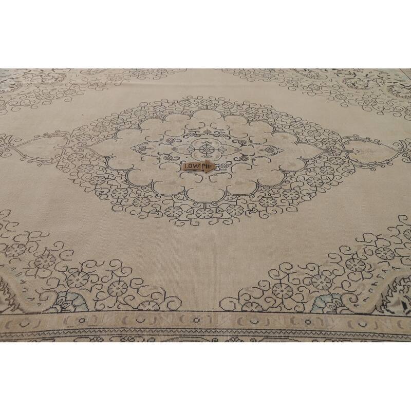 Hand Knotted Oriental 100% Wool Carpet Traditional Floral Beige & Ivories Tabriz Area Rug - 12' 4'' X 9' 4''