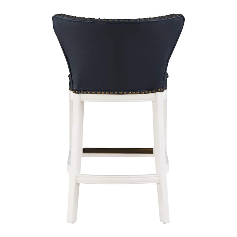 Morgan Midnight Blue Faux Leather and White Wood Counter Stool by Greyson Living