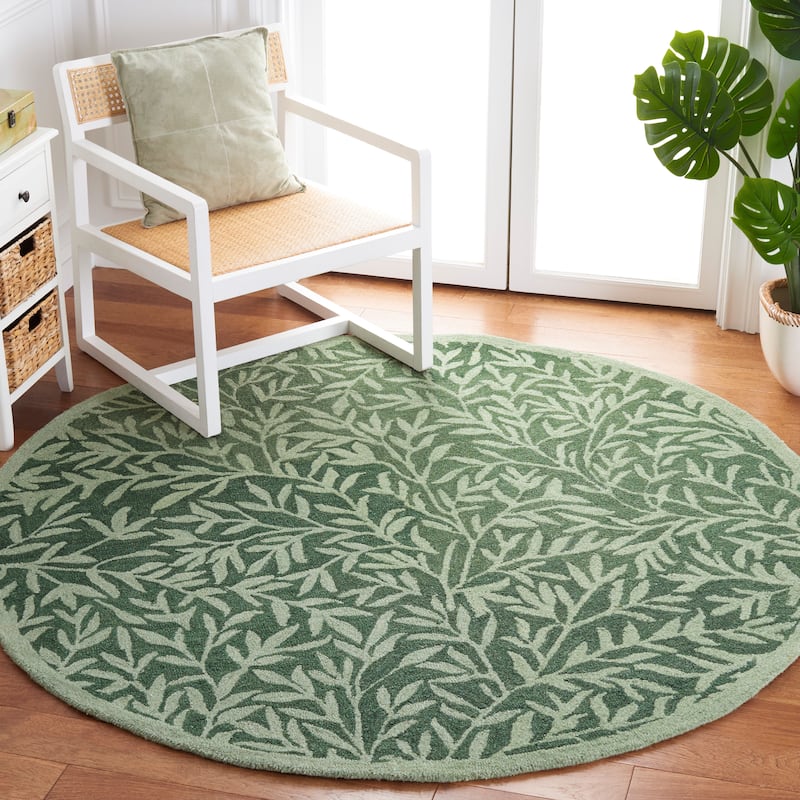 SAFAVIEH Handmade Jardin Mariegret Wool Rug - 8' Round - Green