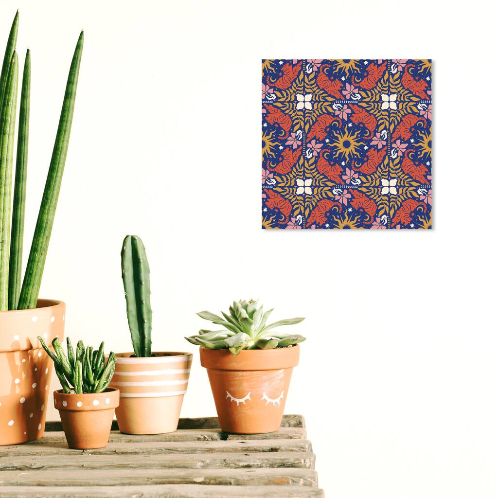 Wynwood Studio Canvas Animals Moonstar Feline Purple and Dark Purple Global Wall Art Canvas Print