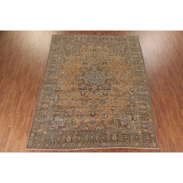 絨毯　mashad carpet Semi Antique Persian Mushad 12.9 x 9.10 – Zephyr Rugs