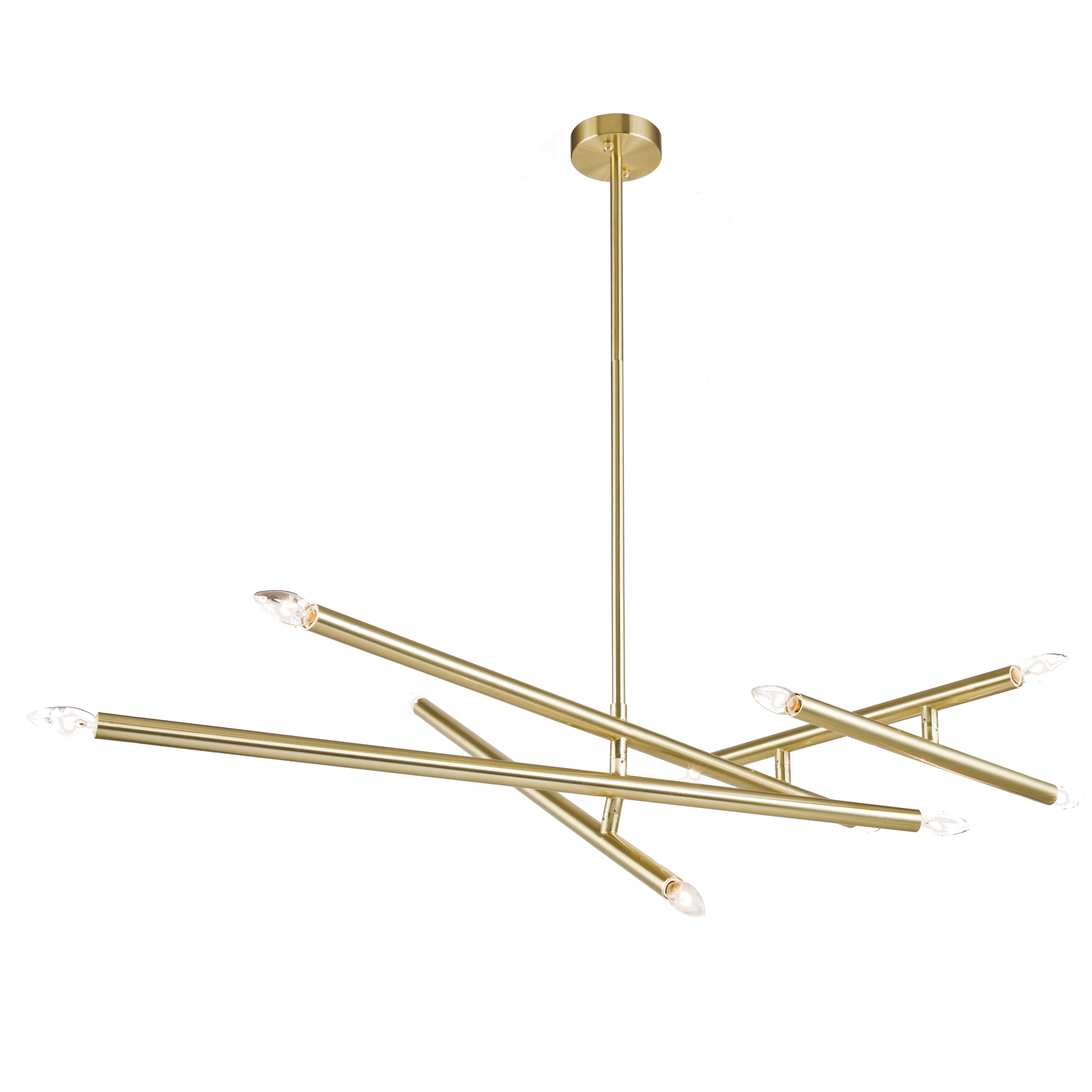 Traditional 10-Light Gold Rod Linear Chandelier
