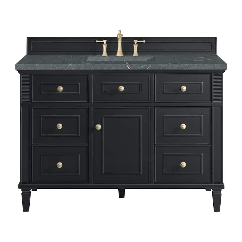 James Martin Vanities 424-V48-3PBL Lorelai 48" Single Basin Wood - Black Onyx - Anthracite Finish