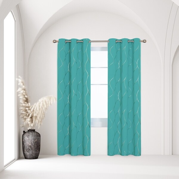 Deconovo Gold Line 42 Width Curtain Panel Pair (2 Panel) - Bed