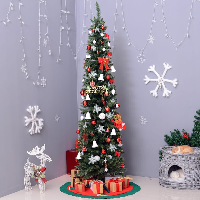 HOMCOM 6-foot Slim Hinged Noble Fir Pencil Christmas Tree with Stand - 5.89 ft