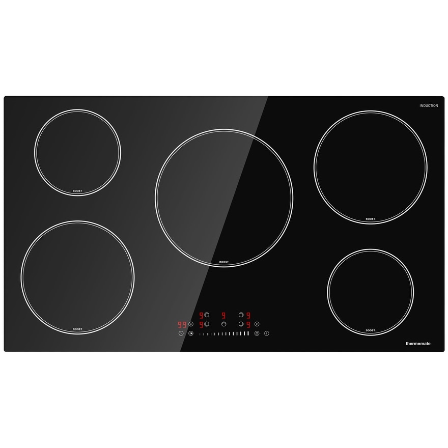 Electric Cooktop, thermomate 36 Inch Built-in Radiant Electric Stove Top,  240V Ceramic Electric Stove with 5 Burners, ETL Certified