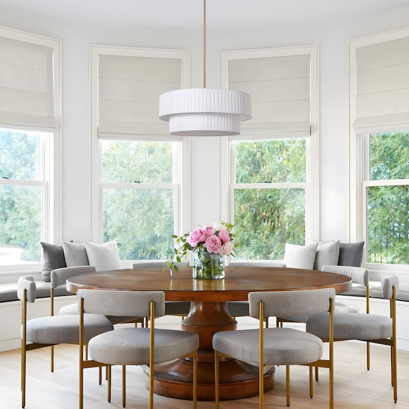 Modern 3-Light Drum Chandelier Fabric Shade Ceiling Hanging Pendant