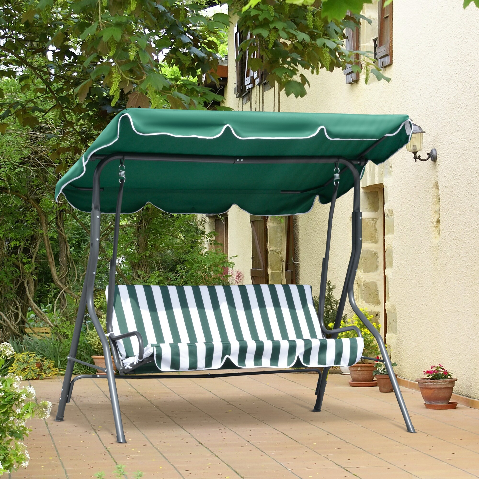 Covered swing bench discount