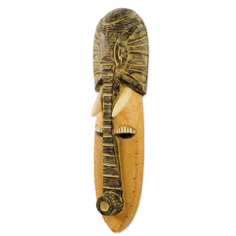Novica Handmade Elephant Man African Wood Mask