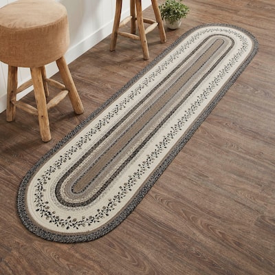 Floral Vine Jute Rug/Runner Oval w/ Pad 24x96