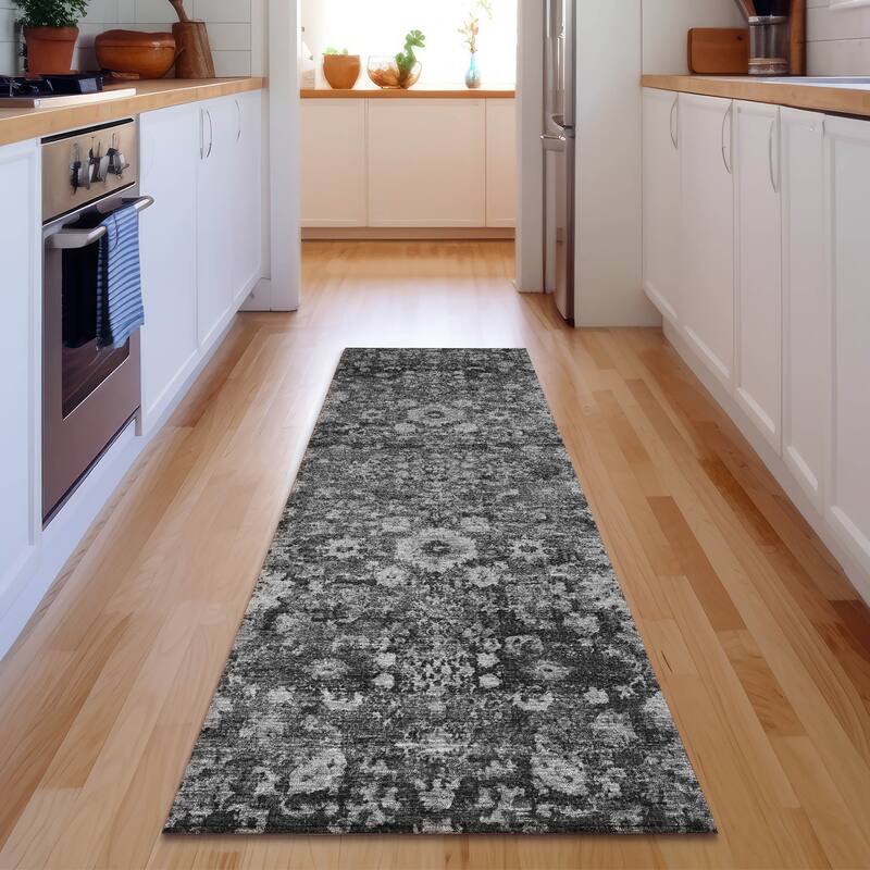 Premium Washable Super Soft Vintage Traditional Mayfield Rug - Gray - 2' 3" x 7' 6" - Runner