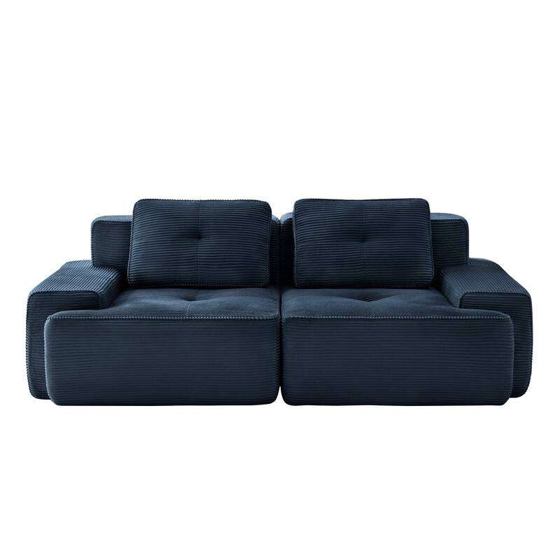 L-Shaped Chaise Lounge Sofa, Sectional Sofa with Curved Armrests, 2-Seater Recliner Couch with Deep Seat
