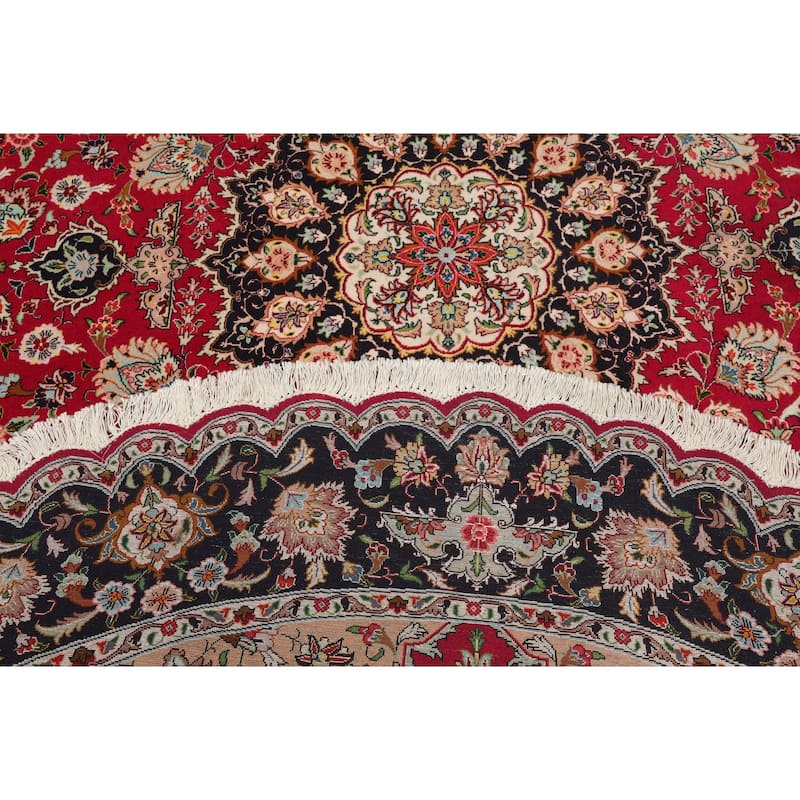 6'7''x6'7'' Round Hand Knotted Wool Fuschia Round Oriental Area Rug - 6' 7'' x 6' 7''-Round