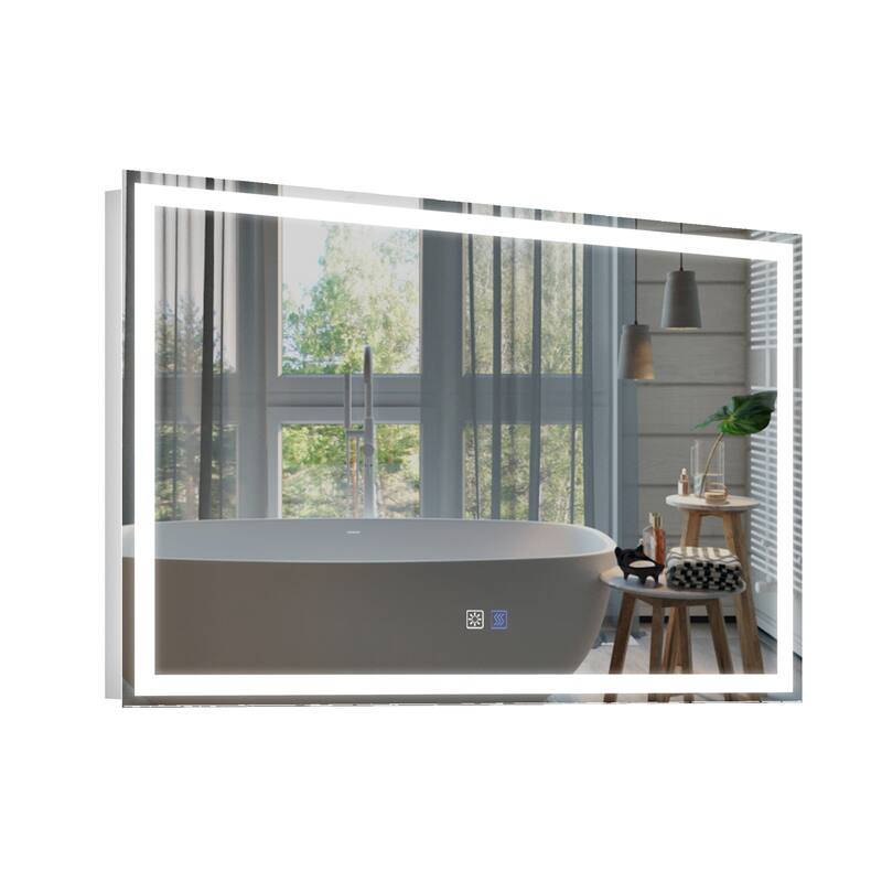 Wall Mounted Bathroom Rectangle Front And Back light LED Mirror With Anti Fog And Dimmable