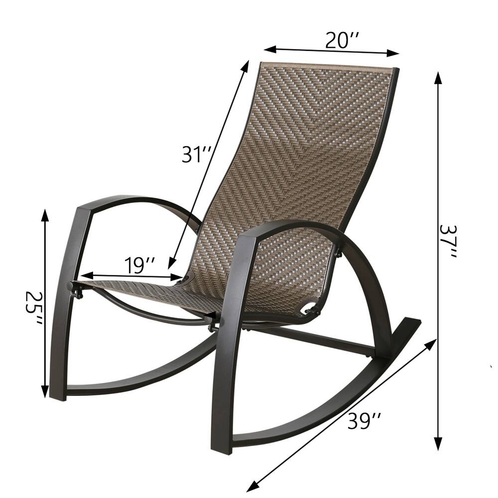 Outdoor Rocking Chair Patio Wicker Rocker Lounge Chair (2 Pack) Bed
