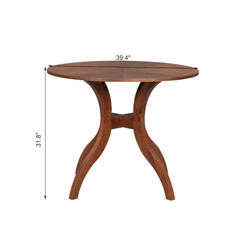 Mid-Century Modern Round Dining Table Set for 2, Wood Kitchen Table & 2 Chairs Set, Compact 3-Piece Dining Set for Small Spaces