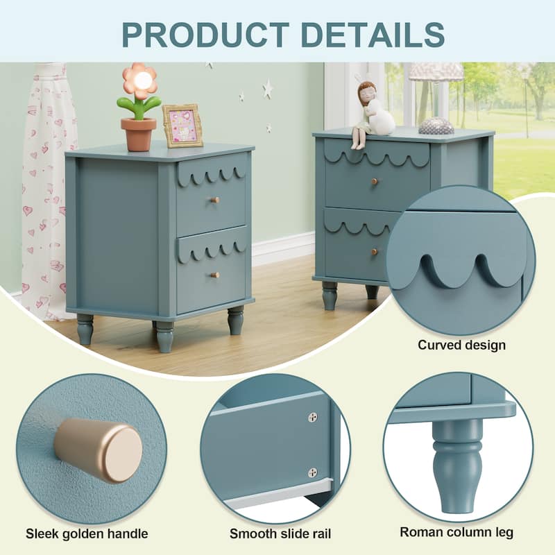 Lace Trim 6-Drawer Dresser with Nightstand Kids' Bedroom Dream Storage