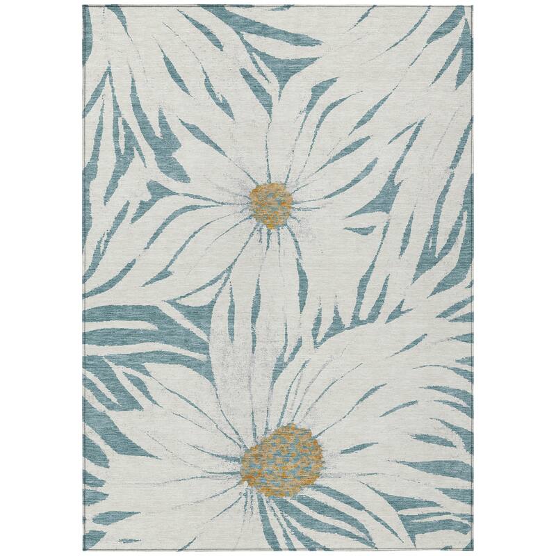 Machine Washable Indoor/ Outdoor Floral Chantille Rug