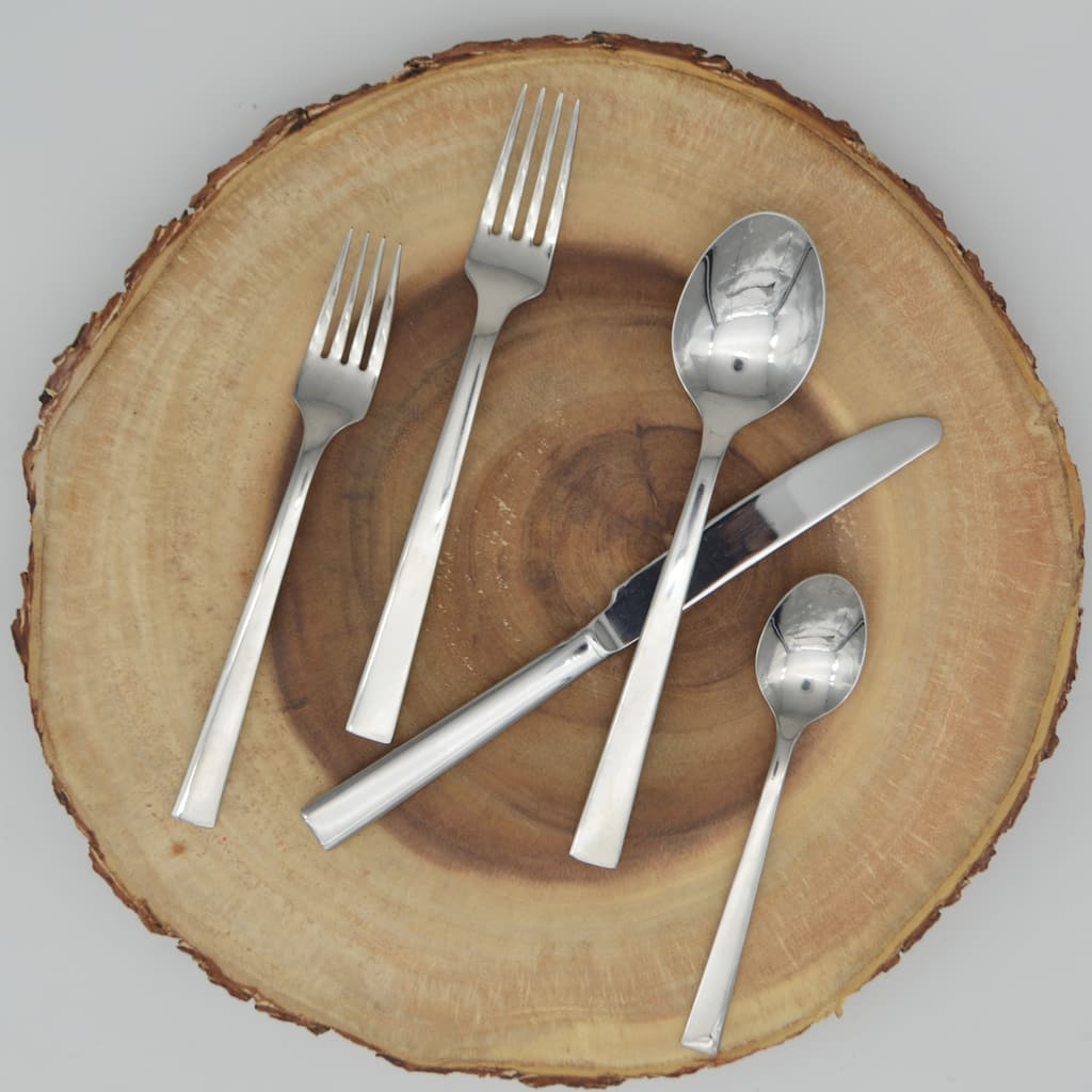 Euro Ceramica Argento Silver Stainless Steel 5 Piece Flatware Set