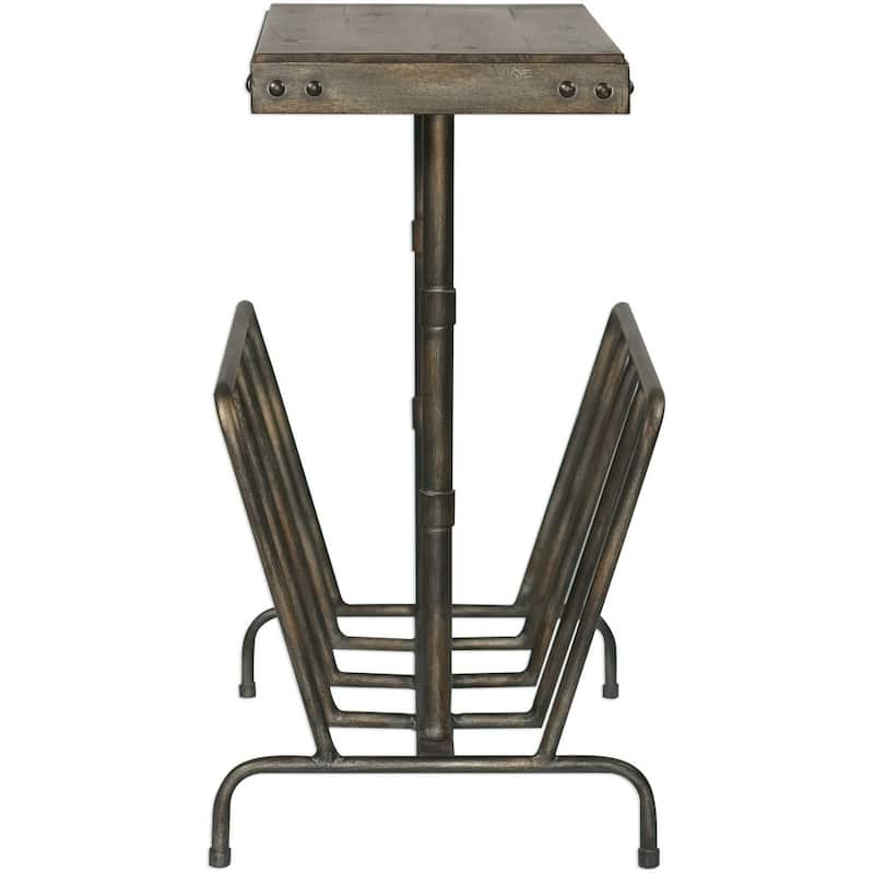 Uttermost Sonora 12" Long Iron and Walnut Wood End Table