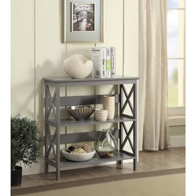 3-Tier Bookcase with Open Shelving and X-Pattern Detailing for Modern Storage and Display - 11.75