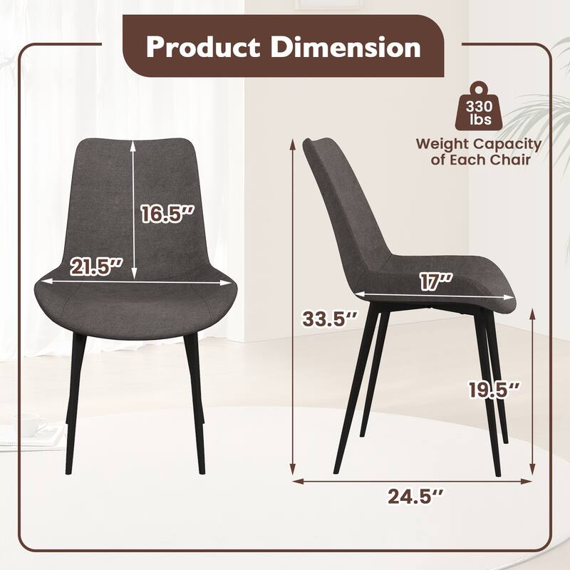 Gymax Dining Chair Set of 4 w/ Metal Legs Padded Seats & Backs for