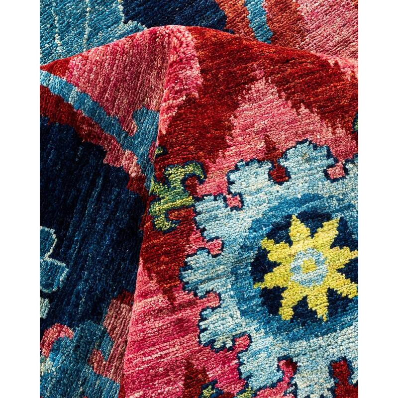 Overton Handknotted Wool Vintage Inspired Contemporary Suzani Pink Area Rug - 17' 10" x 9' 0"