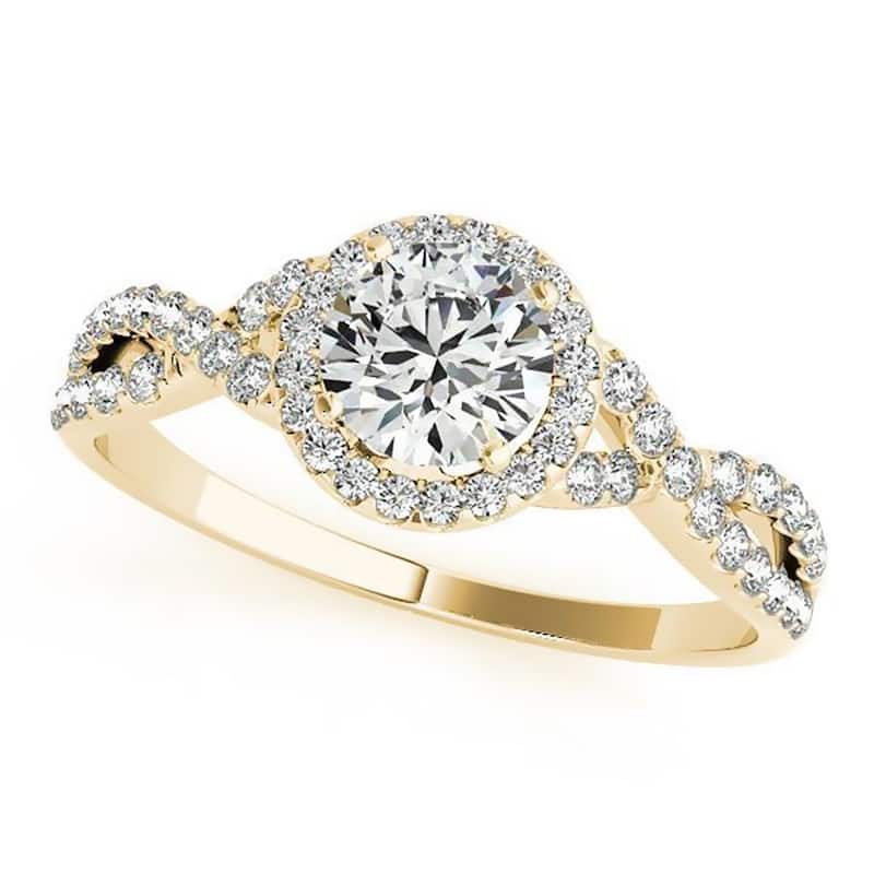 Auriya 2ct Twisted Moissanite Halo Diamond Engagement Ring 1/5ctw 14k Gold - 8.5 - White