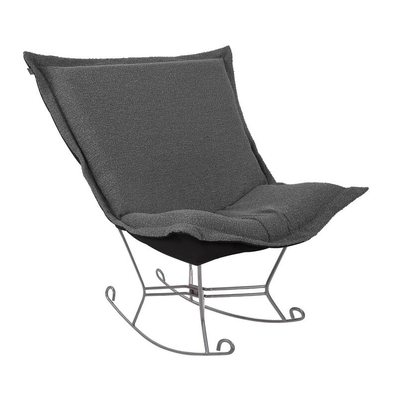 Allan Andrews Scroll Puff Rocker with Titanium Frame, Barbet Collection - Charcoal