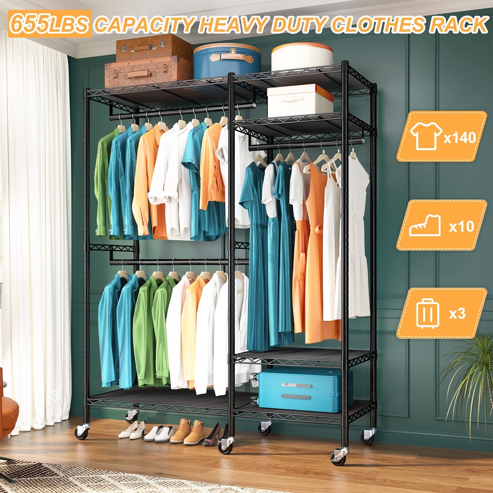 Bed bath and beyond shop clothes rack on wheels