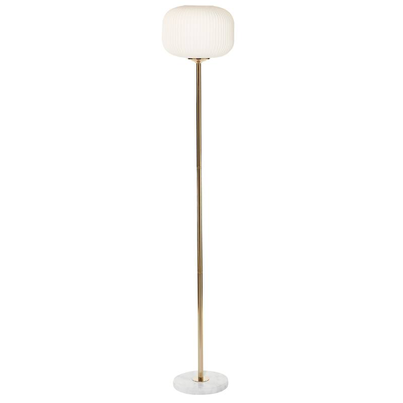 CosmoLiving by Cosmopolitan White Metal Room Floor Lamp with Round Ribbed Shade
