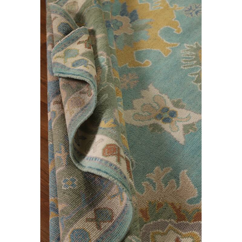 Hand Knotted Oriental 100% Wool Carpet Transitional All-Over Navy Blue & Blues Oushak Area Rug - 10' 0'' X 8' 4''