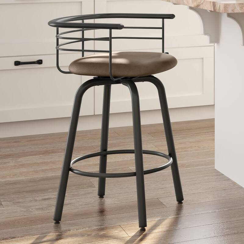 Amisco Turbo Swivel Bar Stool with Distressed Wood Seat
