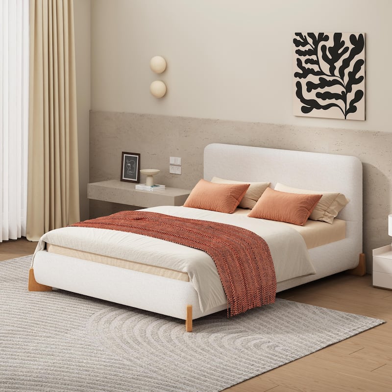 Elegant Boucle Upholstered Bed - A Luxurious & Comfortable Bedroom Centerpiece