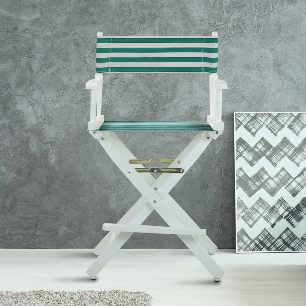 24" Director's Chair White Frame-Teal Cabana - 23"W x 19"D x 39.5"H